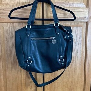 Coach black leather over the shoulder and crossbody bag